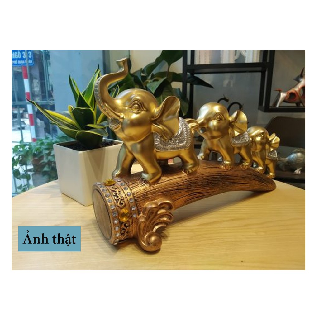 Tượng trang trí phòng khách, Tượng decor nhà Ba Chú Voi - Trang Trí Nội Thất Cao Cấp