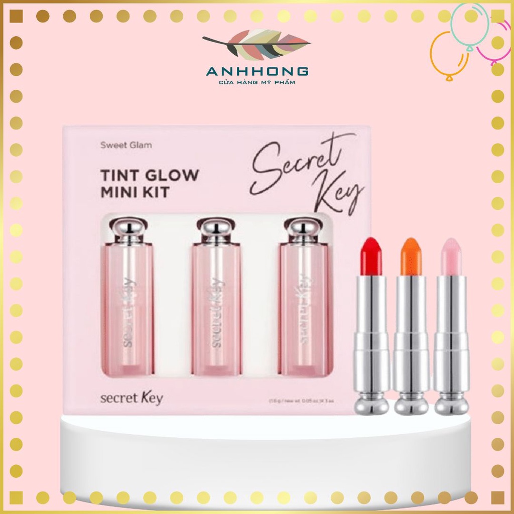 (Mẫu Mới) Bộ 3 Son Dưỡng Có Màu Sweet Glam Tint Glow Mini Kit
