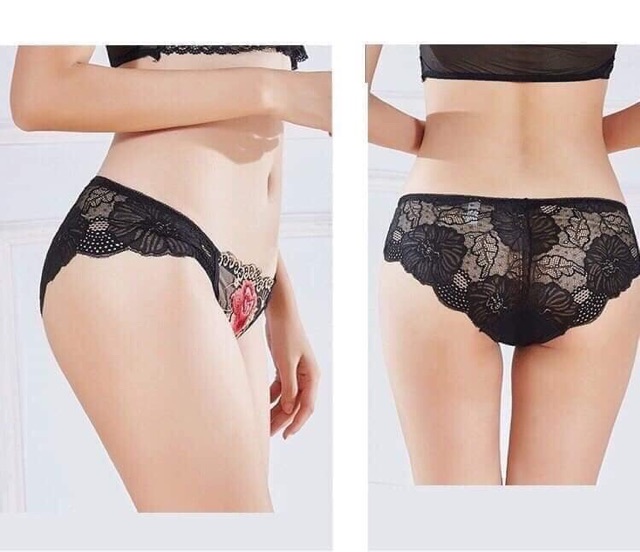 Sỉ lố 10 quần lót ren đáp hoa hồng siêu quyến rũ cho nữ, mã 828