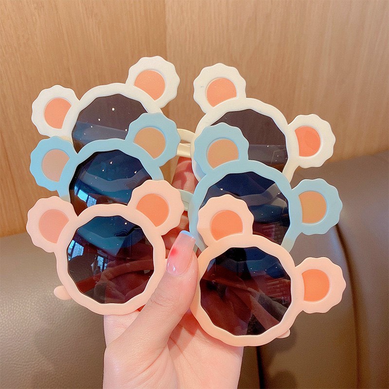 Kính râm thời trang nam nữ cho bé 7 kính mắt tai gấu tròn đen cute - Bự Store