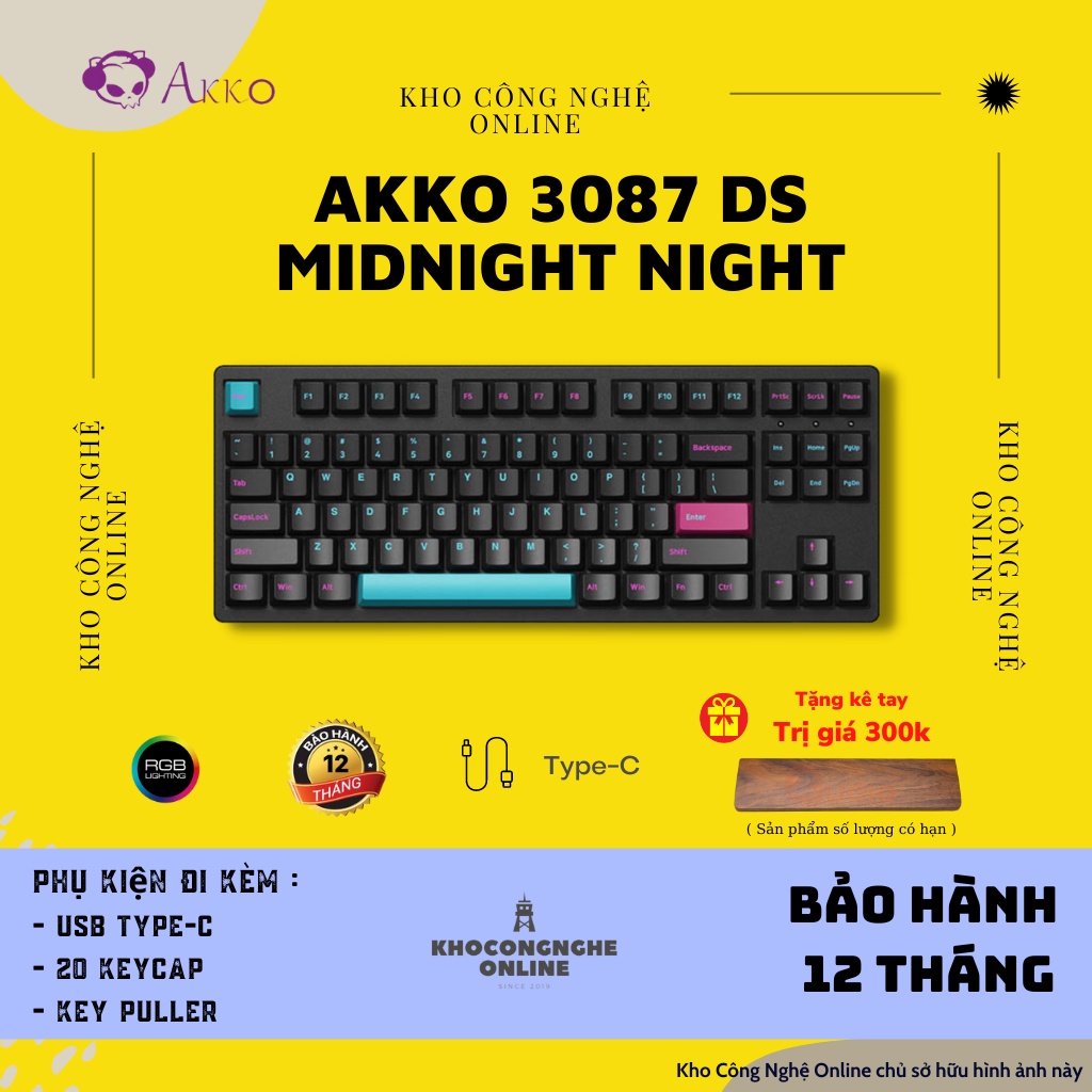 [Mã 33ELSALE hoàn 7% đơn 300K] Bàn phím cơ AKKO 3087 DS Midnight R2 (Akko sw v2)