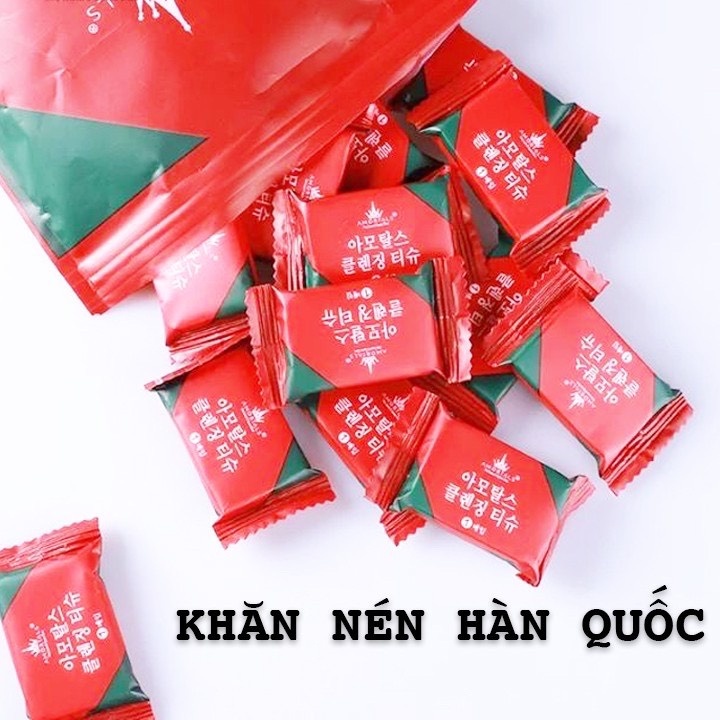 Hott  Khăn giấy nén rửa mặt dạng viên kẹo hàn quốc, khăn nén ướt dạng viên Tiện DỤng đi du lịch