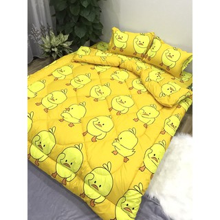 🌲set 4 món🌲Bộ Chăn phao ga gối dành cho đệm 1m8x2m,chọn mẫu trên bài-MẪU VỊT VÀNG