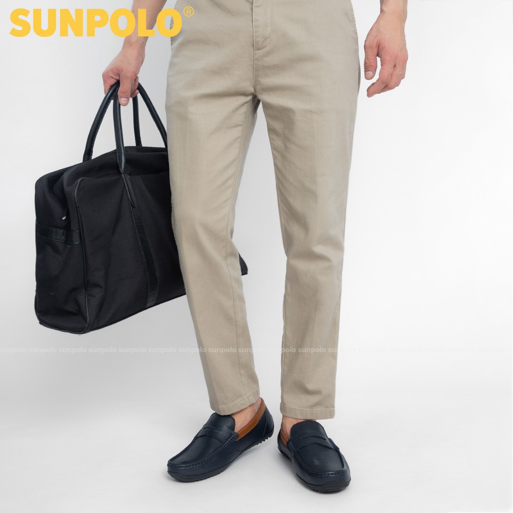 Giày lười nam Da bò cao cấp SUNPOLO Xanh Navy - MU2588