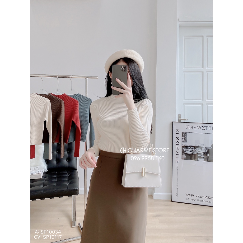 Áo len tăm nữ cổ tròn len loại dày len lì thiết kế Charme 10134 | BigBuy360 - bigbuy360.vn