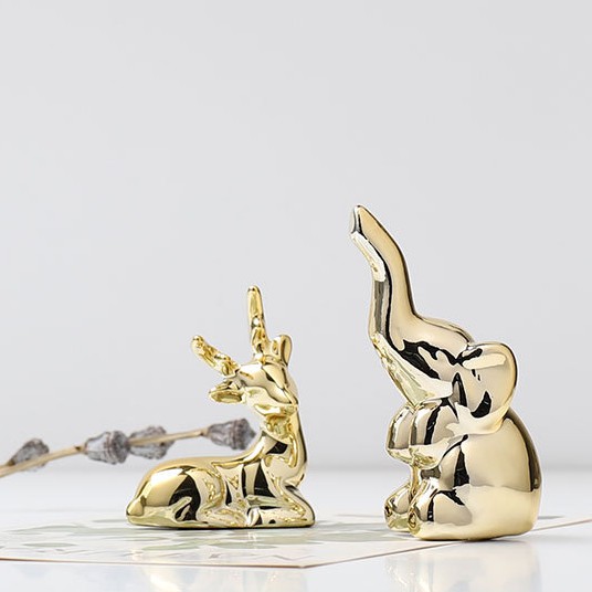 🔥𝐇𝐎𝐓 𝐃𝐄𝐀𝐋🔥Tượng Thú Vàng Decor Tinh Xảo Phong Cách Bắc Âu Trang Trí Bàn MQ-049
