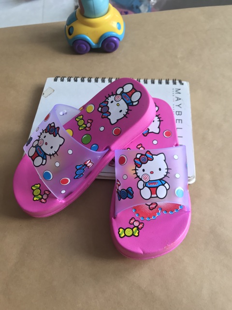 Dép xốp quai trong in hình mèo kitty và viên kẹo ngọt ngào cho bé gái size 24-size 29 (5 màu)