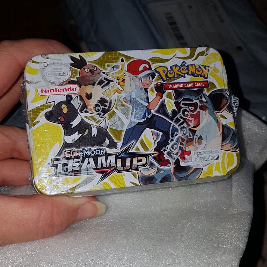 Bộ 42 thẻ bài Pokemon kèm hộp đựng bằng kim loại tiện lợi cho bé