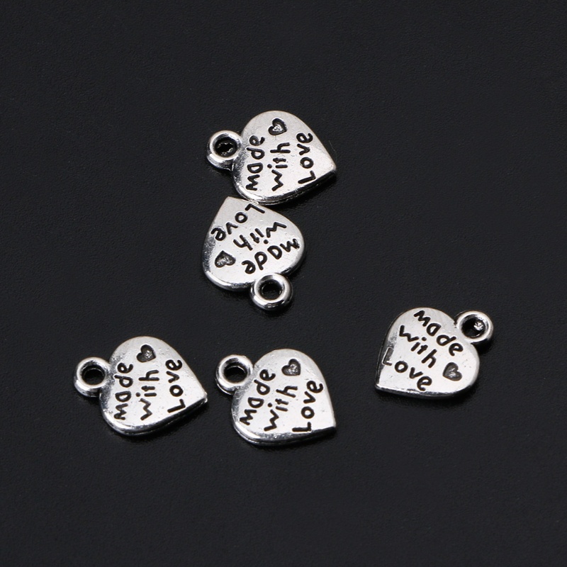 ✿ Bộ 50 Mặt Dây Chuyền Bạc Hình Trái Tim 12x10mm
