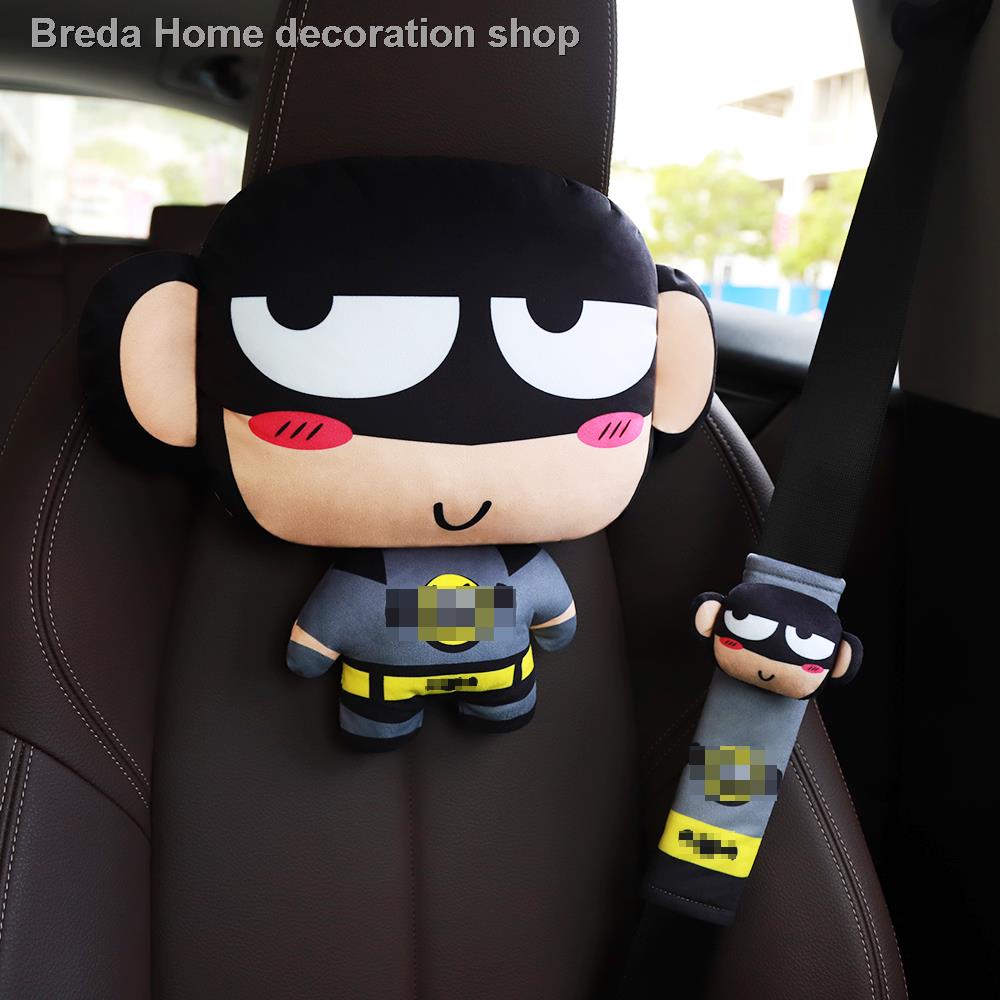 Gối tựa đầu/Gối tựa lưng/Vỏ bọc dây đai an toàn hình siêu anh hùng hoạt hình dễ thương cho xe hơi