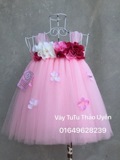 Váy công chúa bé gái màu hồng phấn