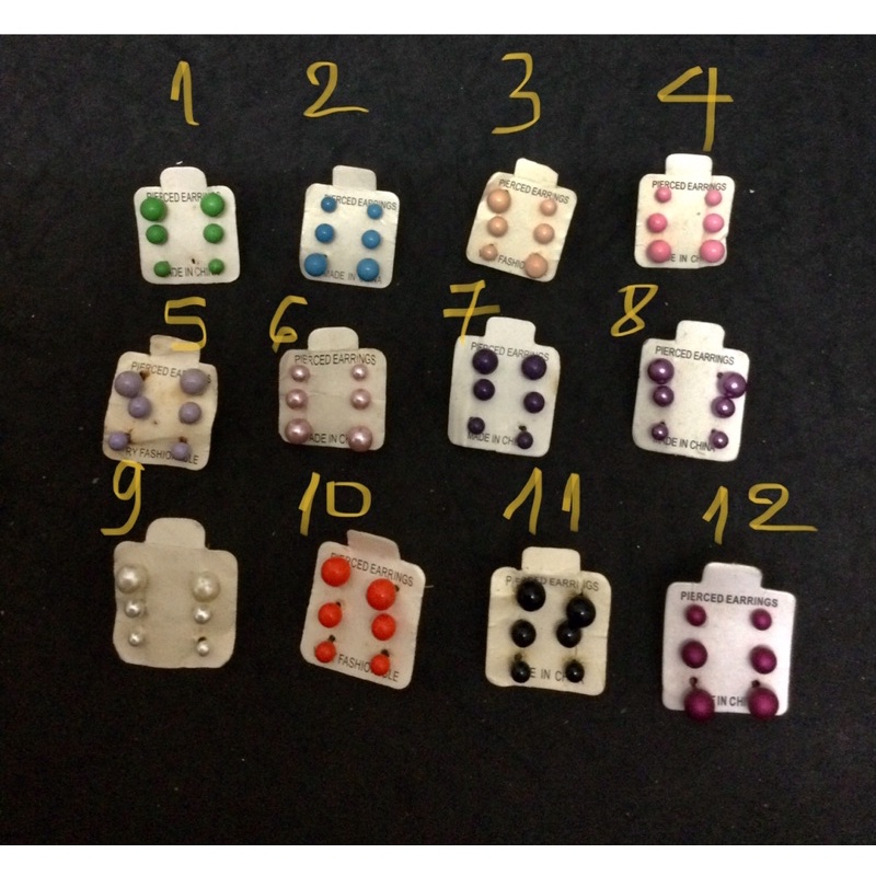 Set khuyên tai nụ nhiều màu