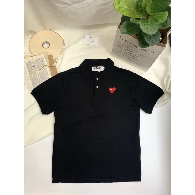 Áo polo CDG trái tim ( đen ) | Astros Menswear