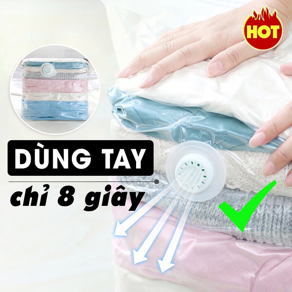 Túi hút chân không đựng quần áo, chăn màn dùng tay Túi Hút Chân Không Không Cần Bơm Hút Elashome