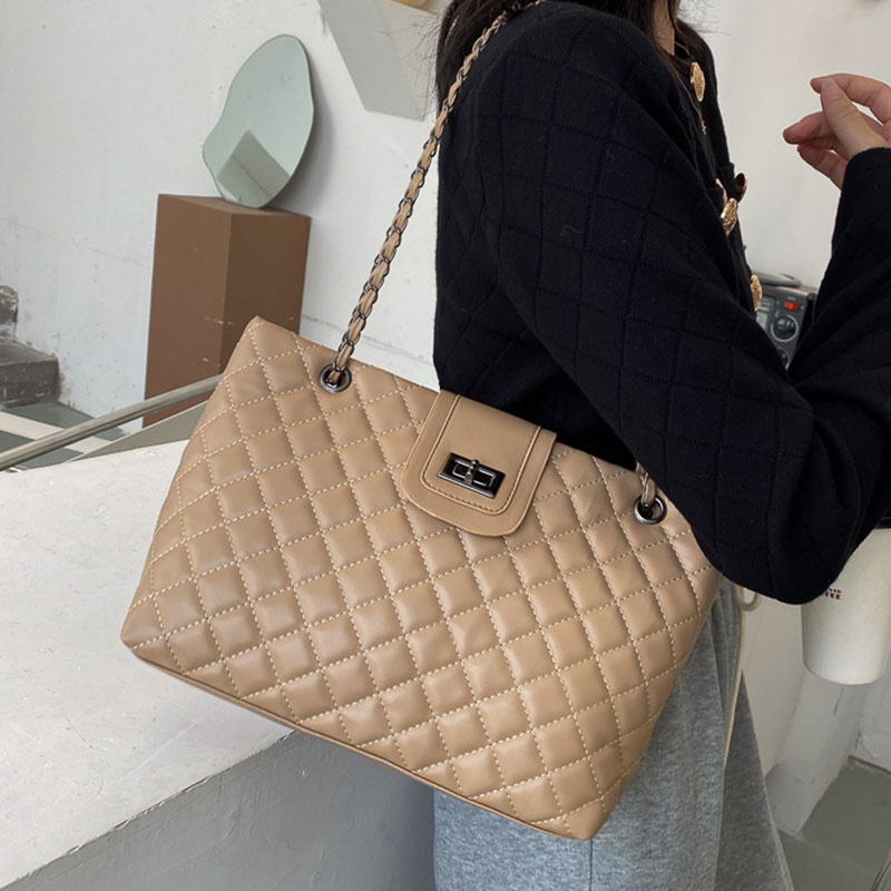 Túi Xách Da PU Đeo Chéo Có Khóa Hình Thoi Thời Trang Cho Nữ