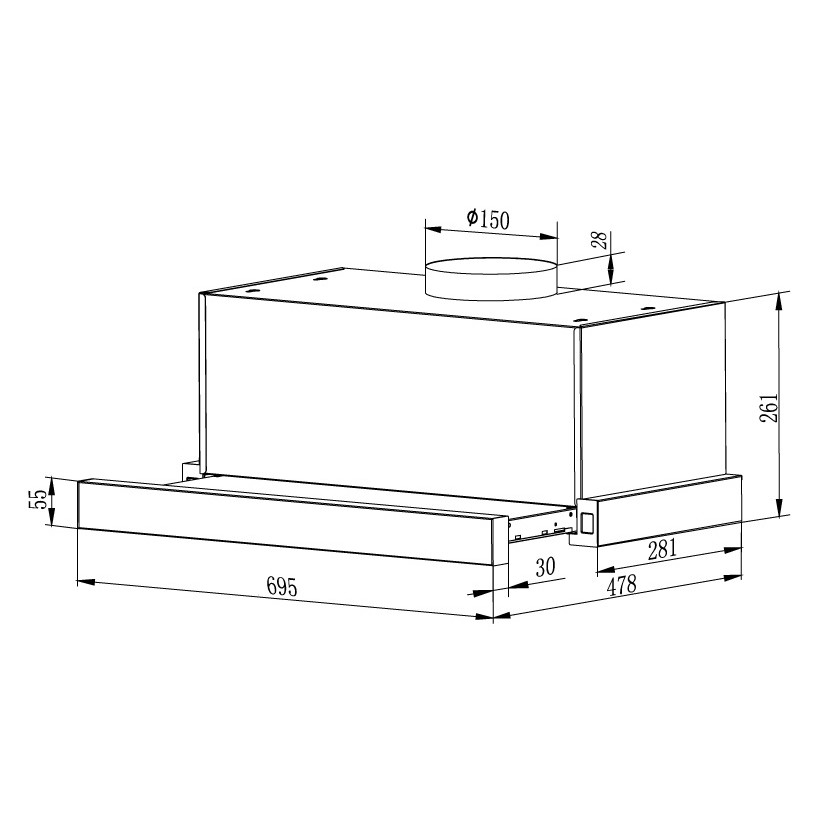 Máy hút mùi BAUER BC 7002T / Hút mùi âm tủ 70cm Bauer BC-7002T điều khiển cảm ứng, Hút siêu khỏe, Bảo Hành 2 Năm