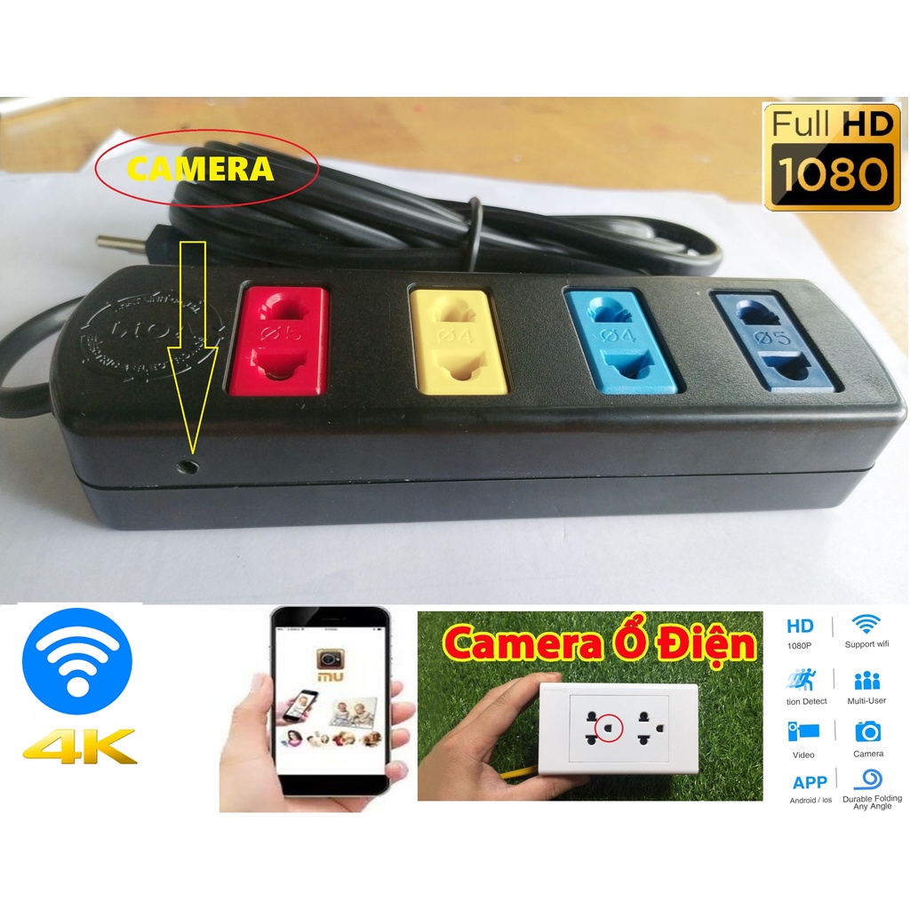 Ổ cắm điện Li oa đen - Ổ điện 4k Fullhd WiFi