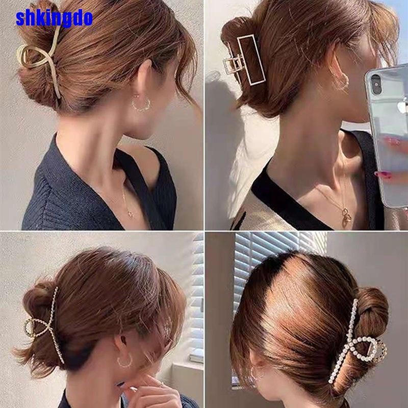 Kẹp tóc kim loại đính ngọc trai giả kiểu dáng thanh lịch cho nữ