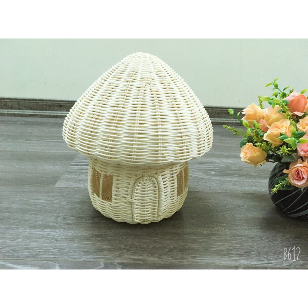 Nhà nấm bằng mây siêu xinh decor nhà cửa trang trí chụp hình làm đèn ngủ