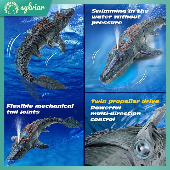 Đồ Chơi Tàu Ngầm Điều Khiển Từ Xa Khủng Long Mosasaurus Có Đèn Phun Nước Cho Trẻ Em
