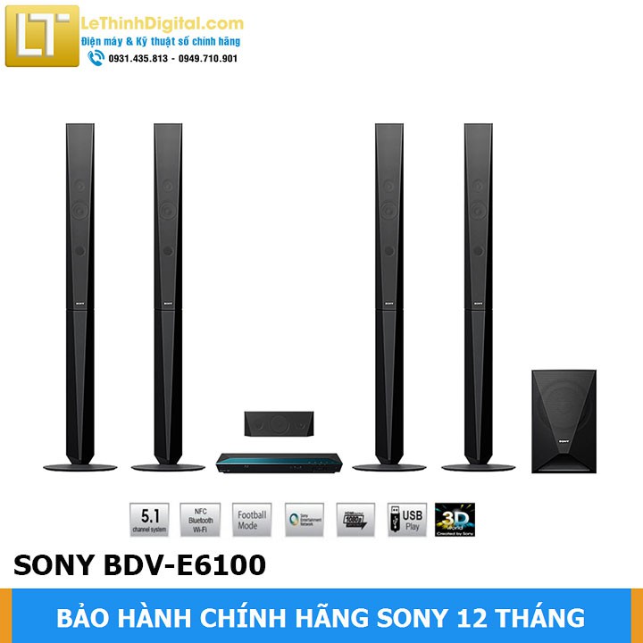 [Giao miễn phí tại TP.HCM] Dàn âm thanh Sony 3D Blu-ray BDV-E6100 - Hãng phân phối - Bảo hành chính hãng 12 tháng