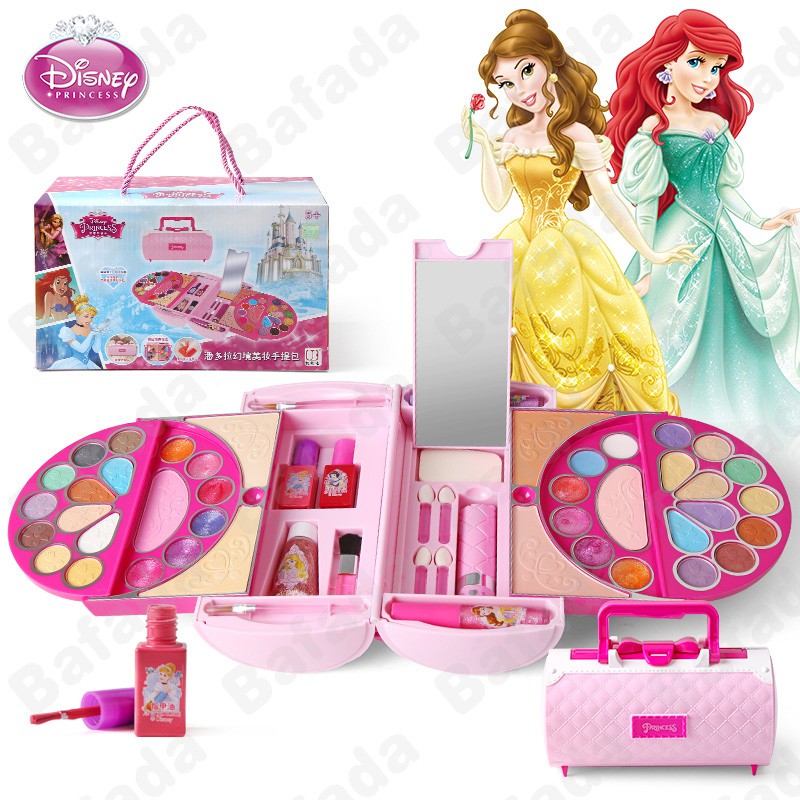 Bafada 53Pcs Cosmetic Kit For Disney Fantasy Beauty Case Makeup Set- Safety Tested- Non Toxic,Girls Toy Make Up Kits,Pretend Play Kids Beauty Salon.Children makeup toys
