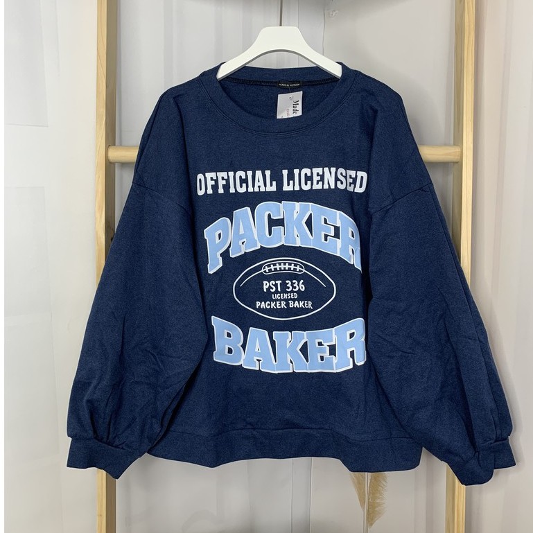 Áo Sweater Nữ Dài Tay PACKER Áo Nỉ Tăm Cổ Tròn Màu Xanh Form Rộng Unisex Cá Tính | BigBuy360 - bigbuy360.vn