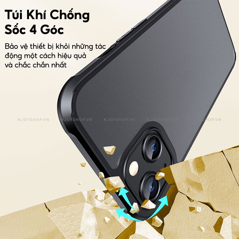 Ốp Lưng Nhám Chống Vân Ultra Hybrid Matte Viền Dẻo Lưng Pc Cứng Chống Sốc Cho Ip 12 Pro Max 13 Pro Max Njoyshop