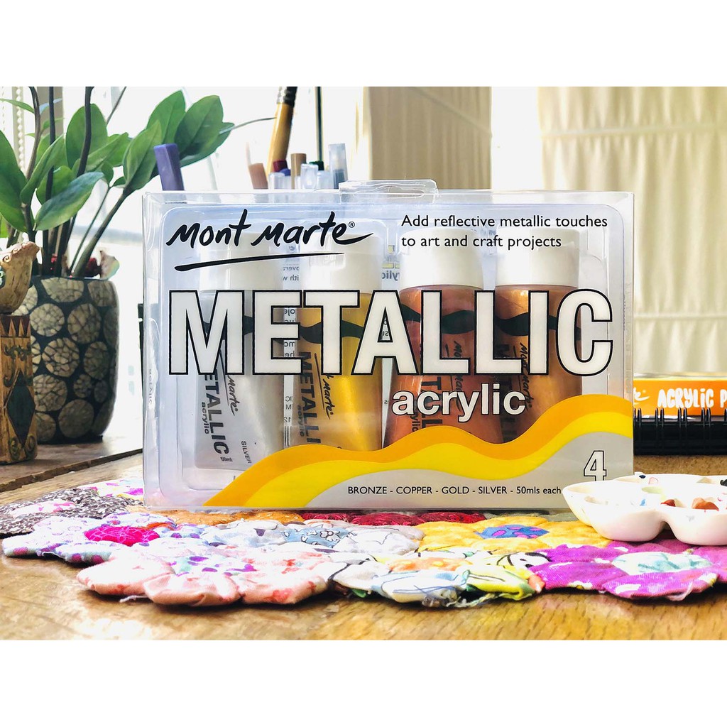 Set màu nhũ Mont Marte Metallic Acrylic - 4 màu - 50ml