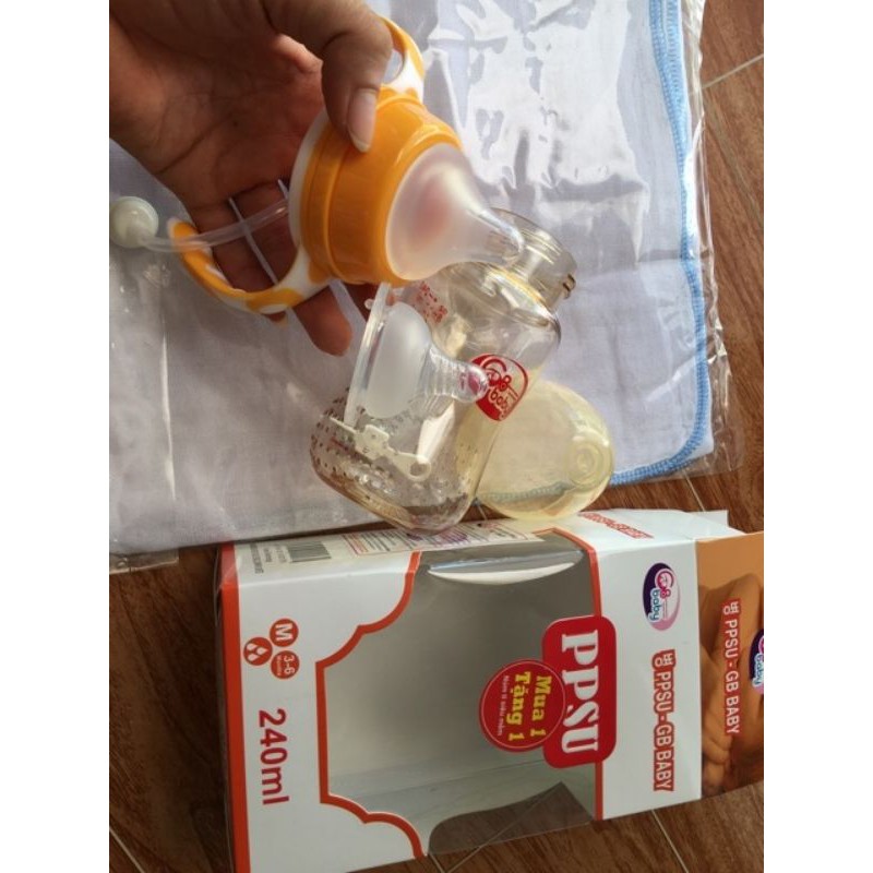 Bình Sữa PPSU GB BABY 180ml - 240ml Cổ Rộng Tặng Núm Thay Thế