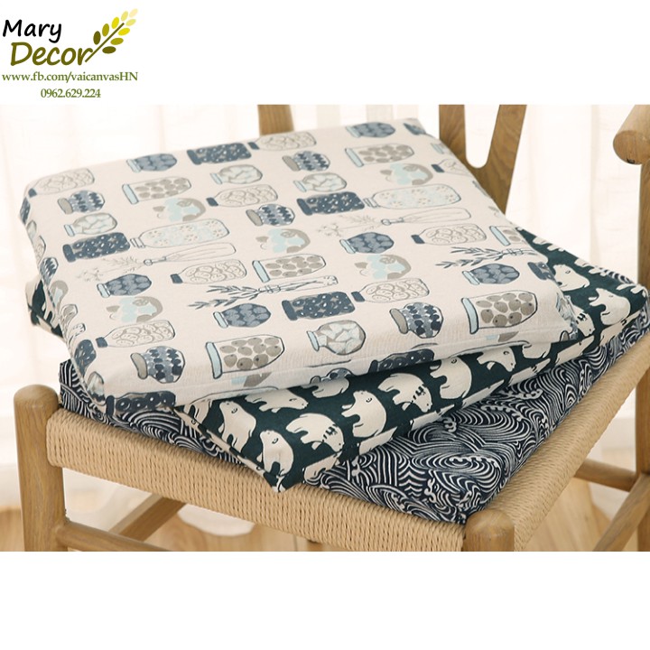 Đệm ngồi mút vải linen Bình thủy tinh - L03