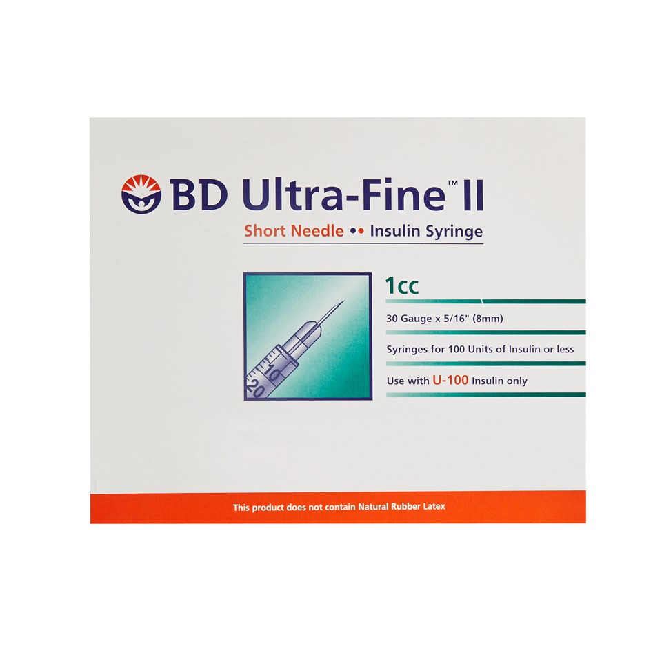 Bơm tiêm insulin  BD Ultra-Fine™  cây dành cho người điều trị tiểu đường 8mm, 1cc x30Gx100 Becton Dickinson