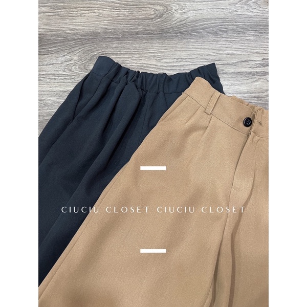 Quần Tây Nữ Ống Suông Một Nút Lưng Chun Màu Đen Nâu( SẴN)