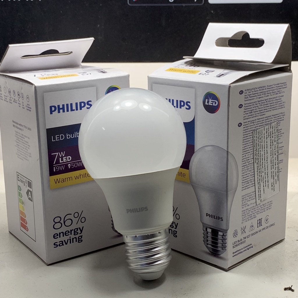 Bóng Đèn Led Ecohome PHILIPS 7W E27 750Lm Ánh Sáng Trắng/Vàng Bảo Hành 2 Năm