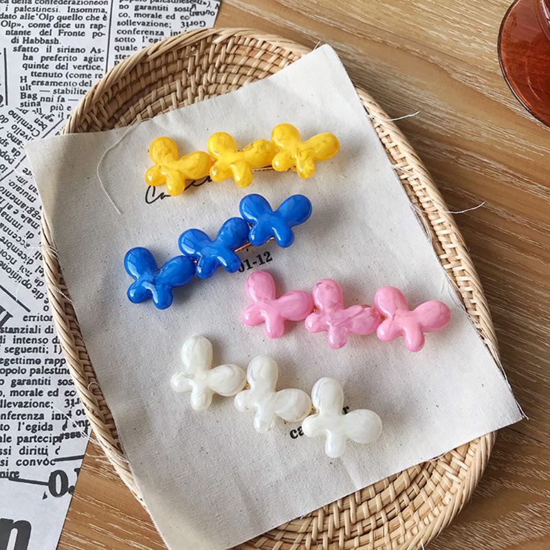 Kẹp Tóc Kim Loại Màu Kẹo Ngọt Hình Bướm Dễ Thương Cho Nữ
