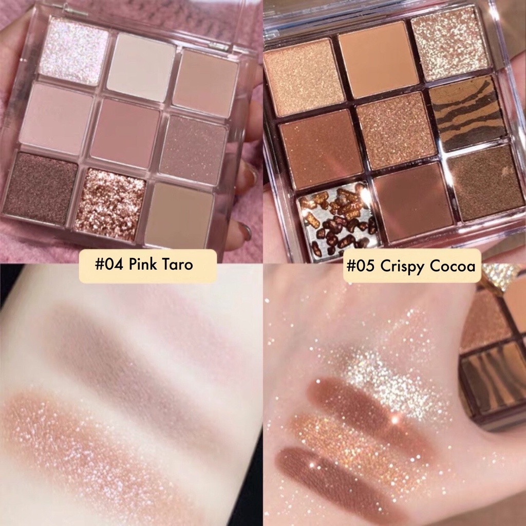 Bảng phấn mắt 9 ô màu nhũ bắt sáng DIKALU xinh xắn tiện lợi Coco Venus DIKA08 DIKA09