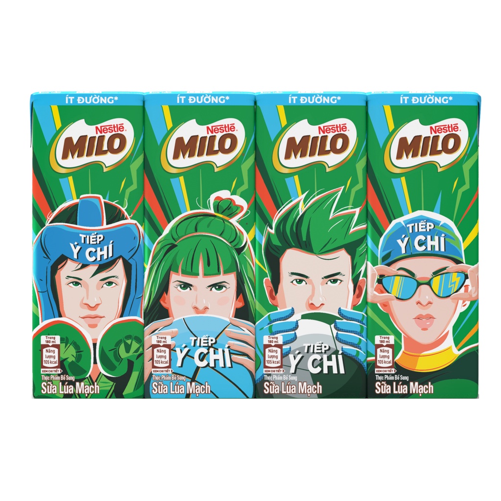 Thùng 48 hộp thức uống lúa mạch uống liền Nestlé MILO ít đường 48x180ml