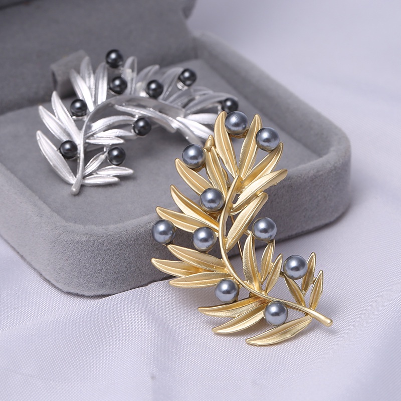 Ghim CàI ÁO HìNh Lá PhốI HạT NgọC Trai ThờI Trang Cho Nữ