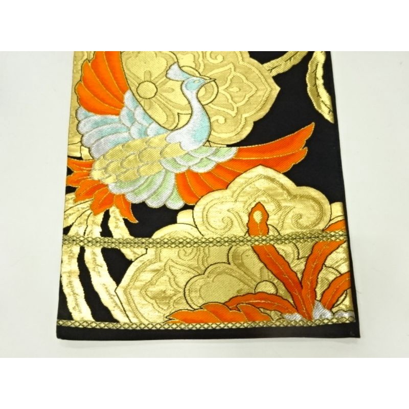 Trang phục truyền thống Nhật Bản/ Dây thắt lưng Fukuro Obi/Hoa hoa và phượng hoàng