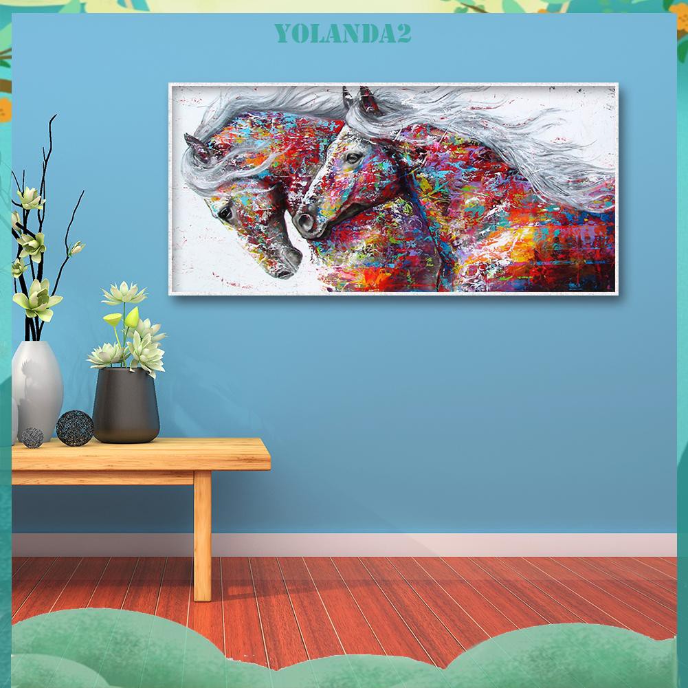 Diamond Painting Colorful Skin Horses Full Round Drill Wall Picture 80x40cm