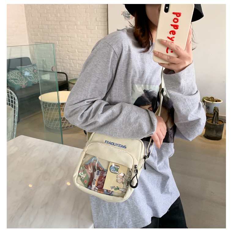 Túi Vải Canvas Đeo Chéo Phong Cách Hàn Quốc Xinh Xắn Dành Cho Nữ