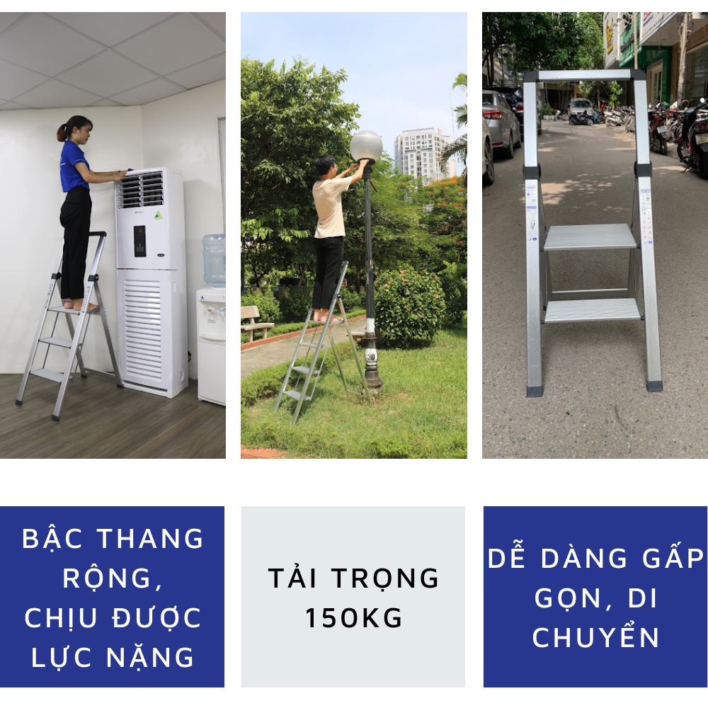 Thang nhôm, thang ghế Nikawa NK-2SL, 2 bậc siêu mỏng, siêu bền, nhập khẩu Nhật Bản, bảo hành 18 tháng