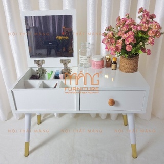 Bàn trang điểm hiện đại ngồi bệt có gương kết hợp tủ đầu giường phong cách hàn quốc mẫu btd01