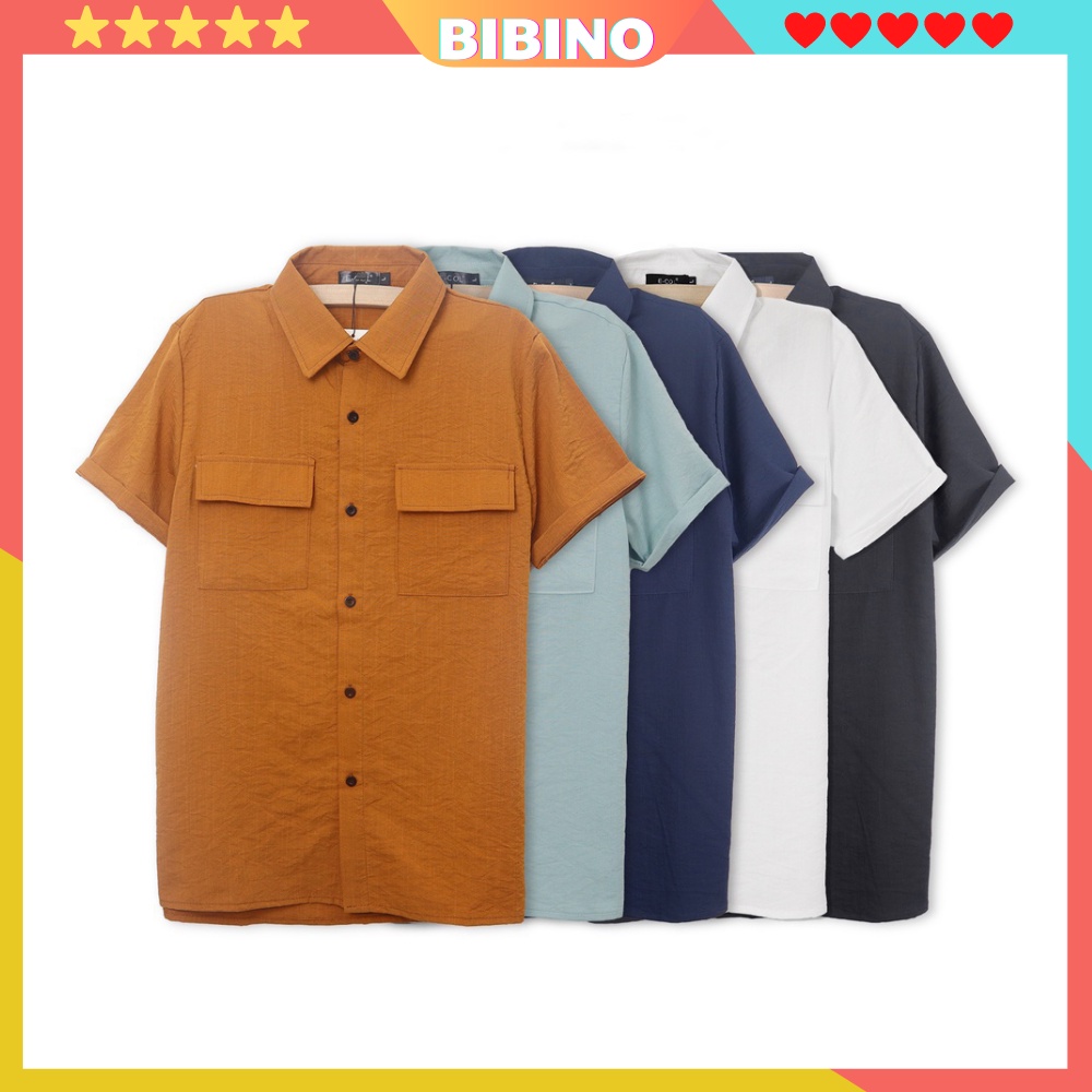 Áo đũi nam nữ tay ngắn sơ mi form rộng big size vải đũi thái mềm mịn thoáng mát dày dặn đẹp cao cấp sang trọng BIBINO