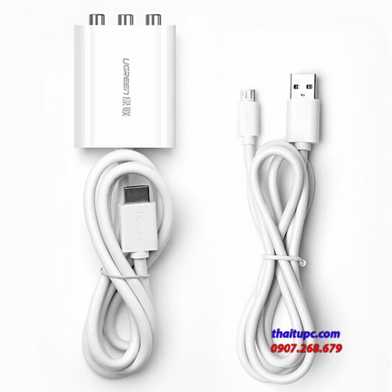 Cáp chuyển HDMI to AV chính hãng Ugreen 30452 hỗ trợ NTSC / PAL