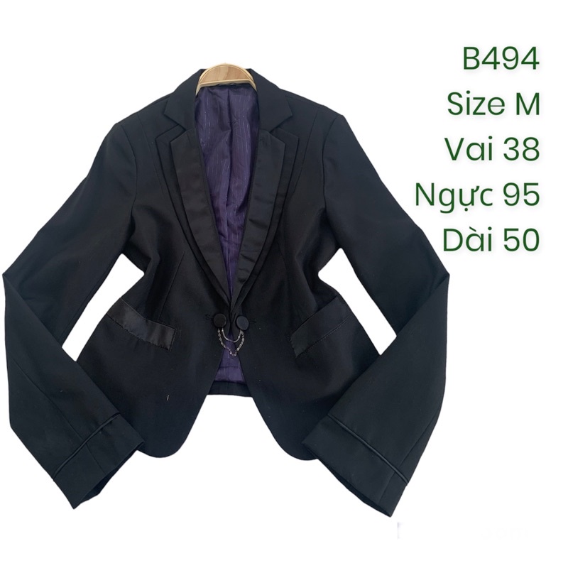 Áo khoác vest/blazer B494 form ngắn 2hand Hàn si tuyển ảnh thật