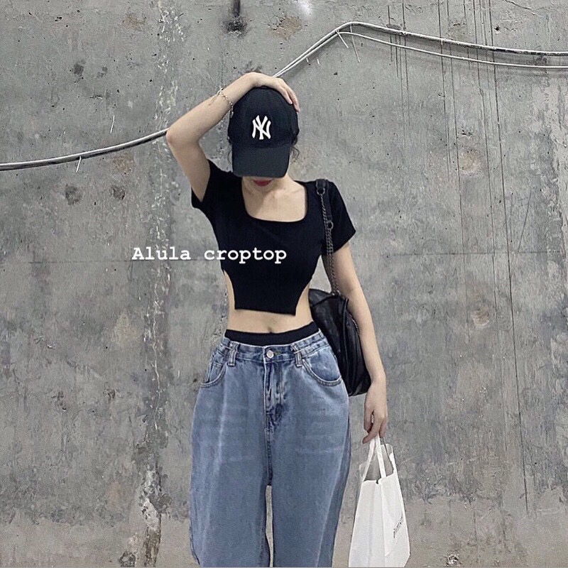 Áo Croptop ALULA xẻ eo siêu tôn dáng Kèm hình thật [hình tự chụp] form siêu đẹp, vải dày dặn cao cấp