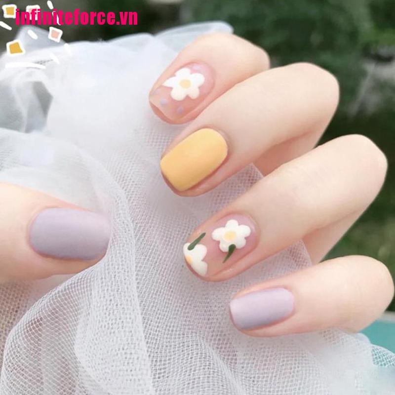 (Hàng Mới Về) Bộ 24 Móng Tay Giả Hình Bông Hoa Trang Trí