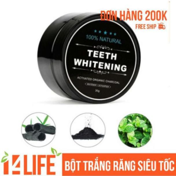 Combo 2 Bột Trắng Răng Than Tre Hoạt Tính Nhật Bản Teeth Whitening - Tặng 1 Bút Tẩy Trắng Răng Dazzling Whitening