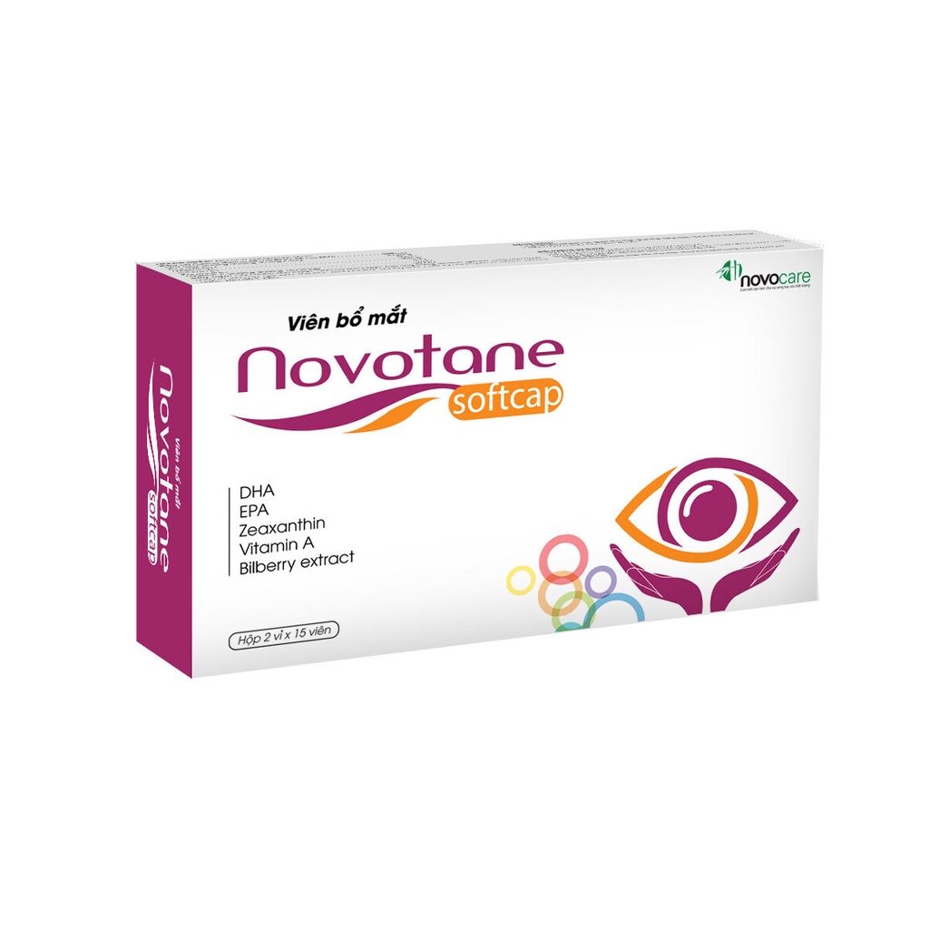 Viên dưỡng mắt Novotane Softcap, bổ sung dưỡng chất, giảm khô, mỏi mắt, mờ mắt (Hộp 2 vỉ x 15 viên)